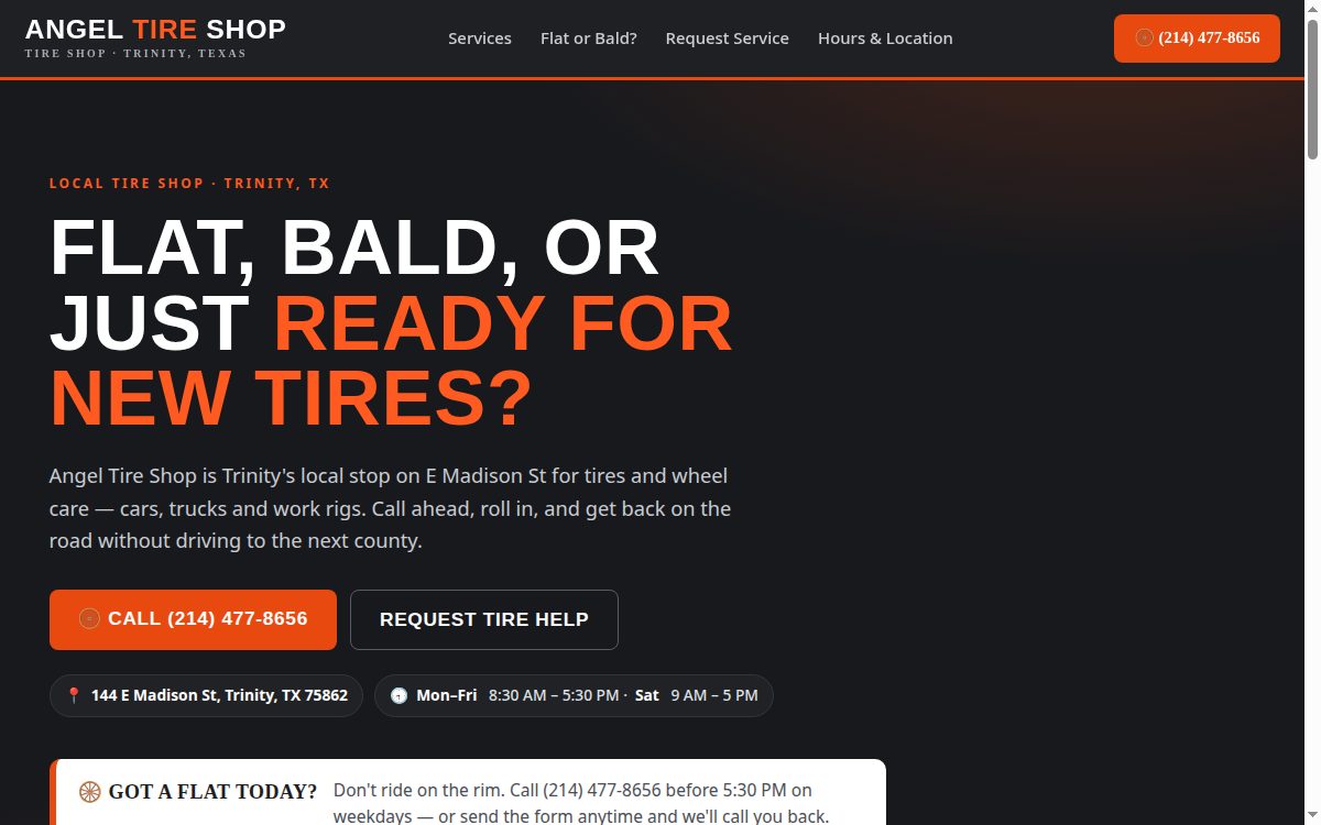Angel Tire Shop demo preview