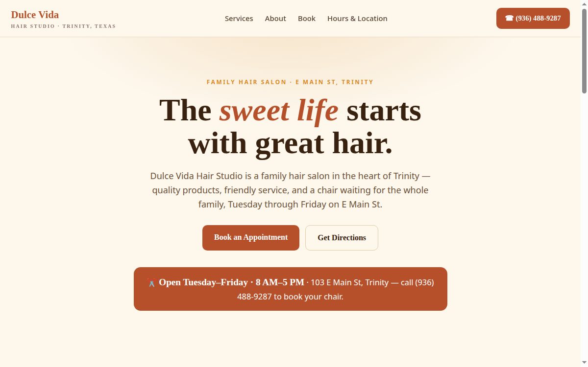 Dulce Vida Hair Studio demo preview