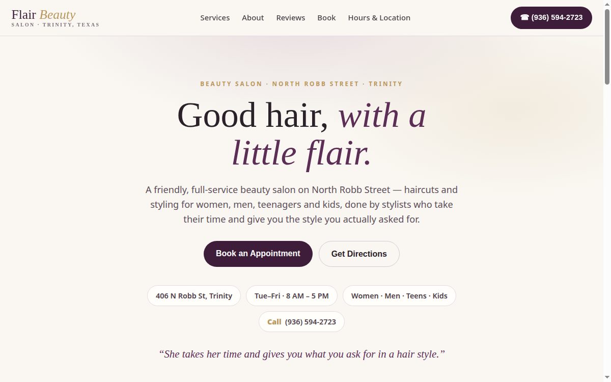 Flair Beauty Salon demo preview