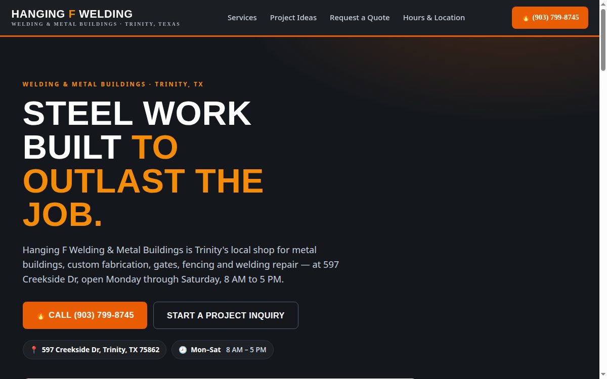 Hanging F Welding & Metal Buildings demo preview