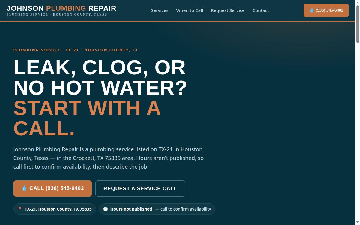 Johnson Plumbing Repair demo preview