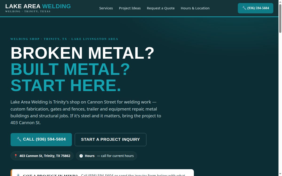 Lake Area Welding demo preview