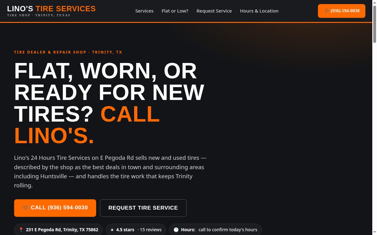 Lino's 24 Hours Tire Services demo preview
