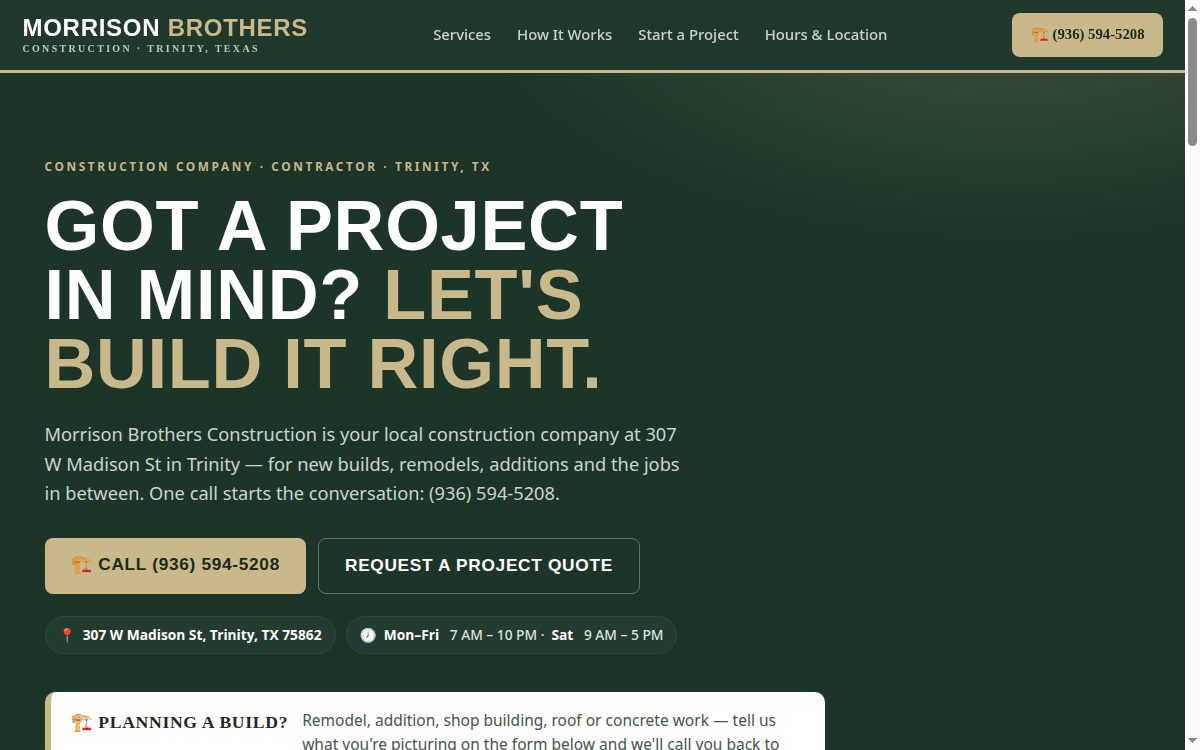 Morrison Brothers Construction demo preview
