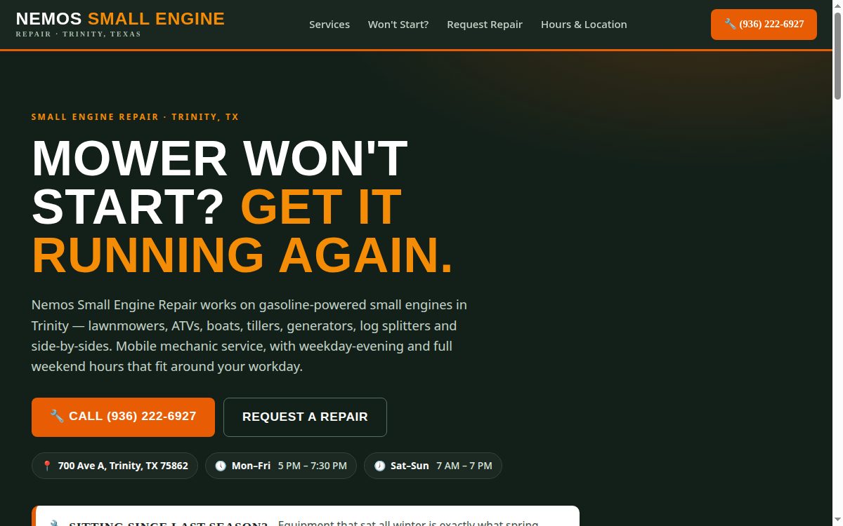 Nemos Small Engine Repair demo preview